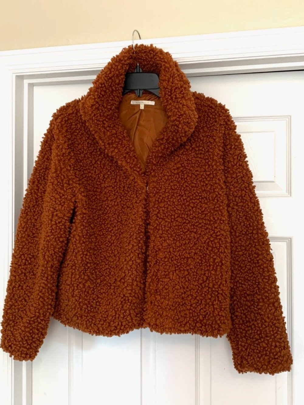 Style Me Teddy Jacket Faux Sherpa Coat Brown Rust Size M